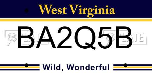 BA2Q5B West Virginia License Plate