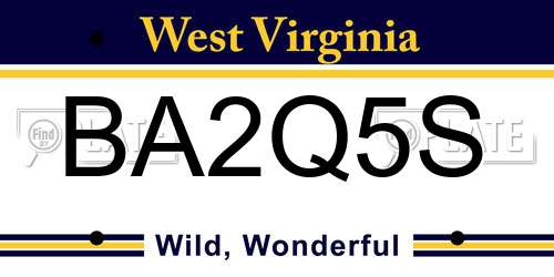 BA2Q5S West Virginia License Plate