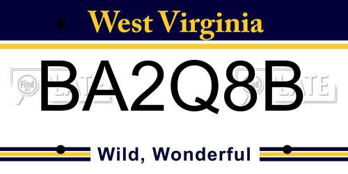 BA2Q8B West Virginia License Plate