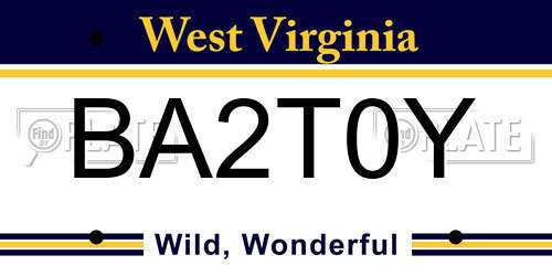 BA2T0Y West Virginia License Plate