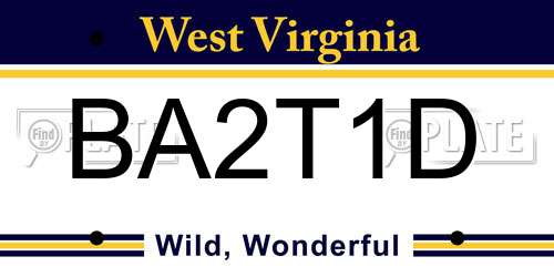 BA2T1D West Virginia License Plate