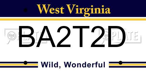 BA2T2D West Virginia License Plate