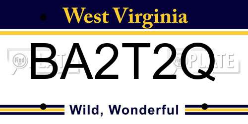 BA2T2Q West Virginia License Plate
