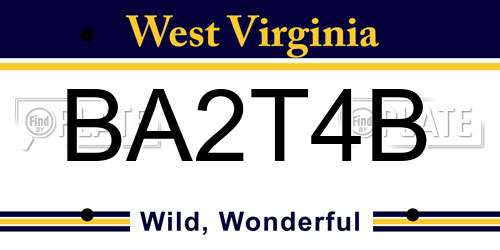 BA2T4B West Virginia License Plate