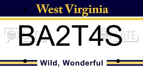 BA2T4S West Virginia License Plate