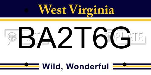 BA2T6G West Virginia License Plate