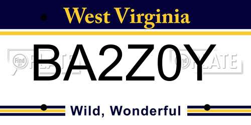 BA2Z0Y West Virginia License Plate