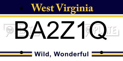 BA2Z1Q West Virginia License Plate