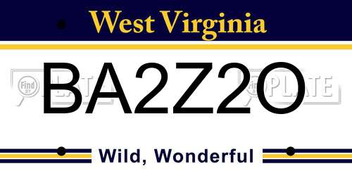 BA2Z2O West Virginia License Plate