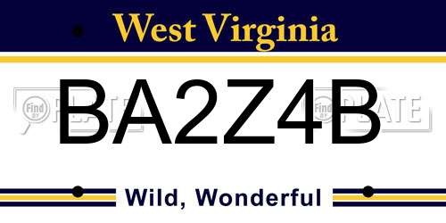 BA2Z4B West Virginia License Plate