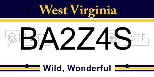 BA2Z4S West Virginia License Plate