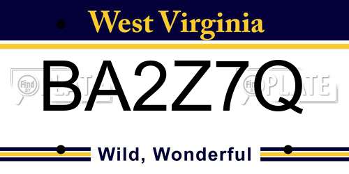 BA2Z7Q West Virginia License Plate
