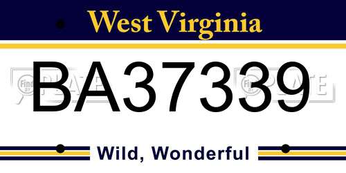 BA37339 West Virginia License Plate