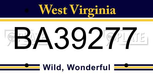BA39277 West Virginia License Plate