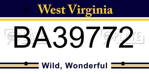 BA39772 West Virginia License Plate