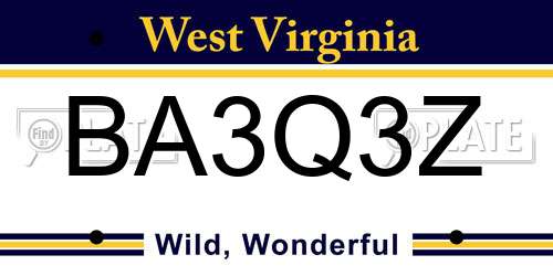 BA3Q3Z West Virginia License Plate
