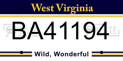 BA41194 West Virginia License Plate