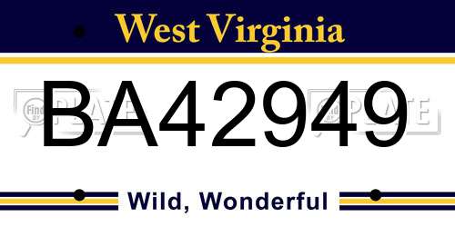 BA42949 West Virginia License Plate