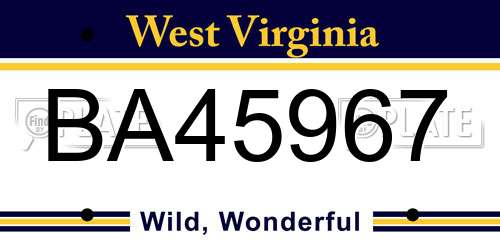 BA45967 West Virginia License Plate