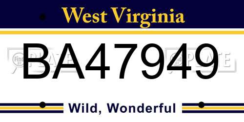 BA47949 West Virginia License Plate