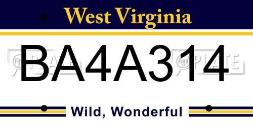 BA4A314 West Virginia License Plate