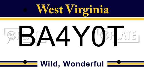 BA4Y0T West Virginia License Plate