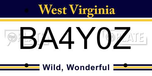 BA4Y0Z West Virginia License Plate