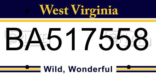 BA517558 West Virginia License Plate