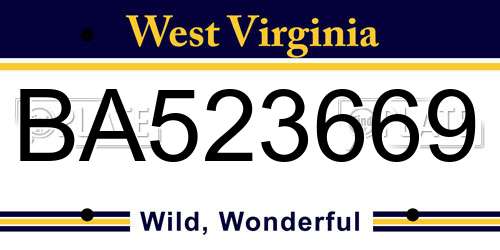 BA523669 West Virginia License Plate