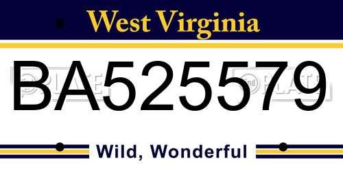 BA525579 West Virginia License Plate