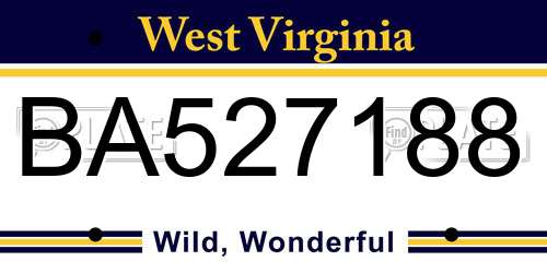 BA527188 West Virginia License Plate