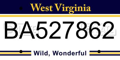 BA527862 West Virginia License Plate