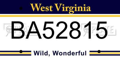 BA52815 West Virginia License Plate