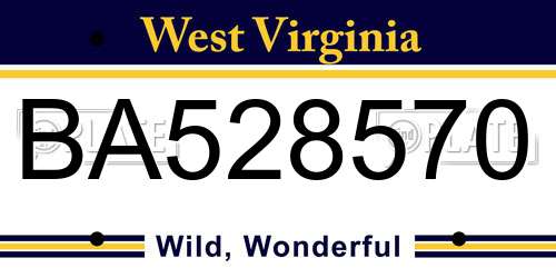BA528570 West Virginia License Plate