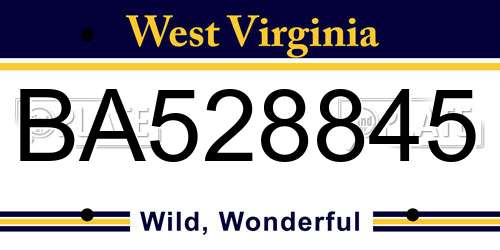BA528845 West Virginia License Plate