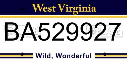 BA529927 West Virginia License Plate