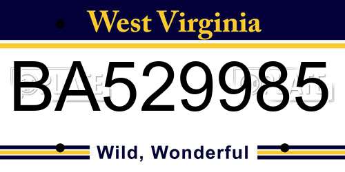 BA529985 West Virginia License Plate