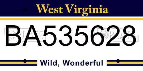 BA535628 West Virginia License Plate