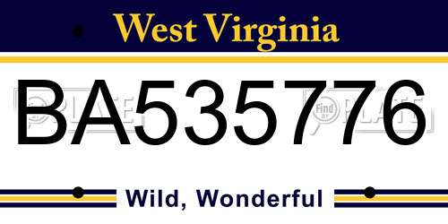 BA535776 West Virginia License Plate