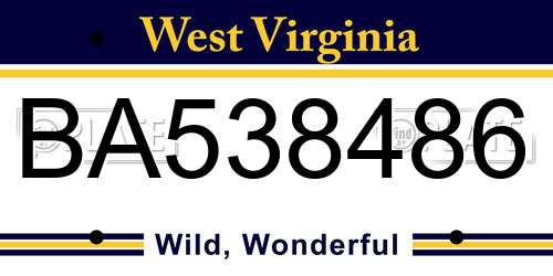 BA538486 West Virginia License Plate