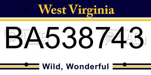 BA538743 West Virginia License Plate