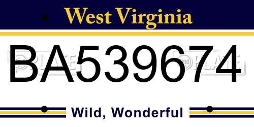 BA539674 West Virginia License Plate