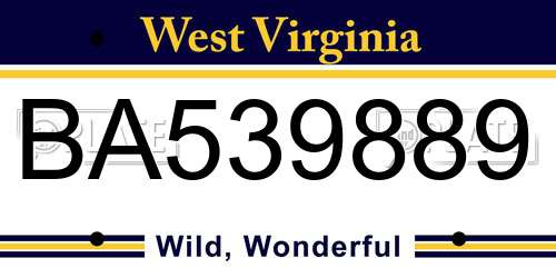 BA539889 West Virginia License Plate