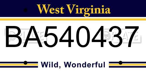 BA540437 West Virginia License Plate