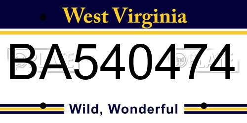 BA540474 West Virginia License Plate