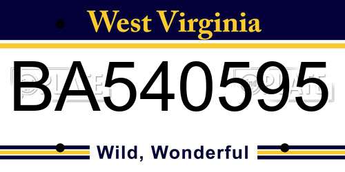 BA540595 West Virginia License Plate