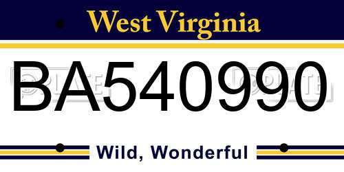 BA540990 West Virginia License Plate