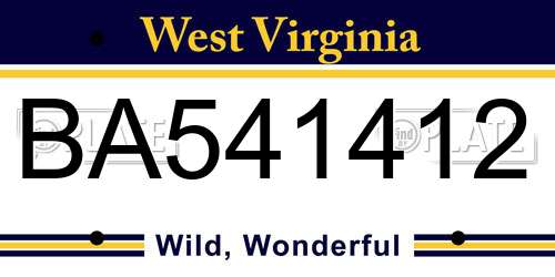 BA541412 West Virginia License Plate
