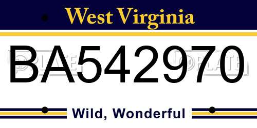 BA542970 West Virginia License Plate