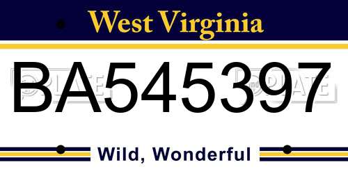 BA545397 West Virginia License Plate